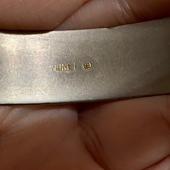 Monet Gold Floral-Engraved Ribbed Bangle - Picture 3 of 3